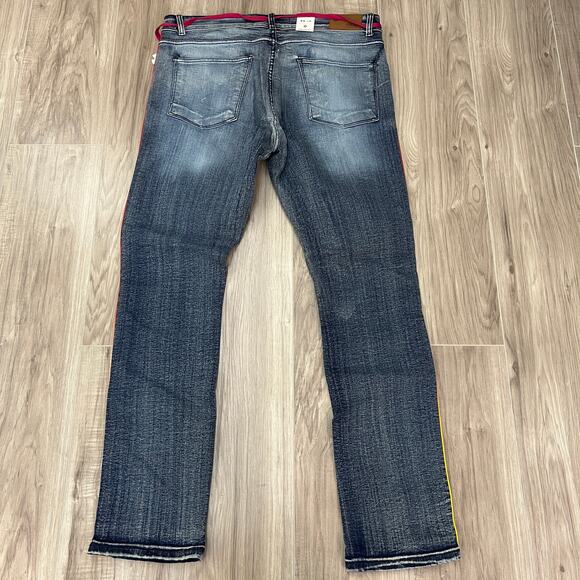 Focus Quality Goods Men's Striped/ Colorful Skinny Jeans Size W36 L32 - Picture 2 of 12